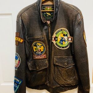Vintage leather Mickey Mouse bomber jacket.